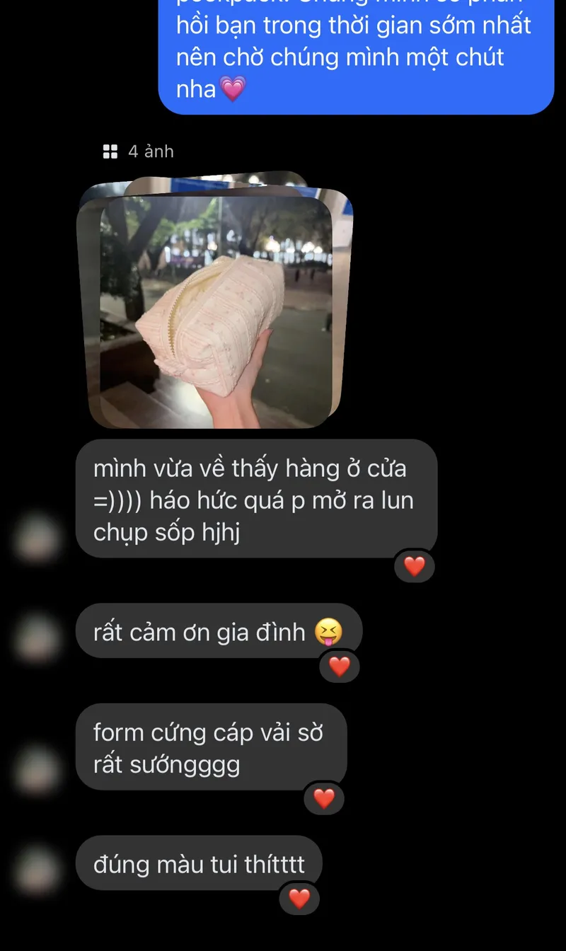 Khách nhắn: “form cứng cáp vải sờ rất sướngggg, đúng màu tui thícht”